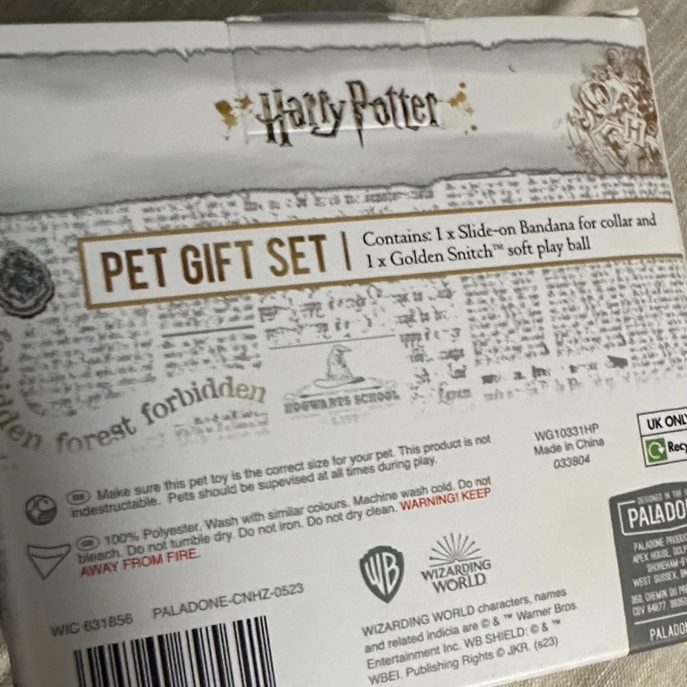 Harry Potter Pet Gift Set with Red Bandana and seeker ball